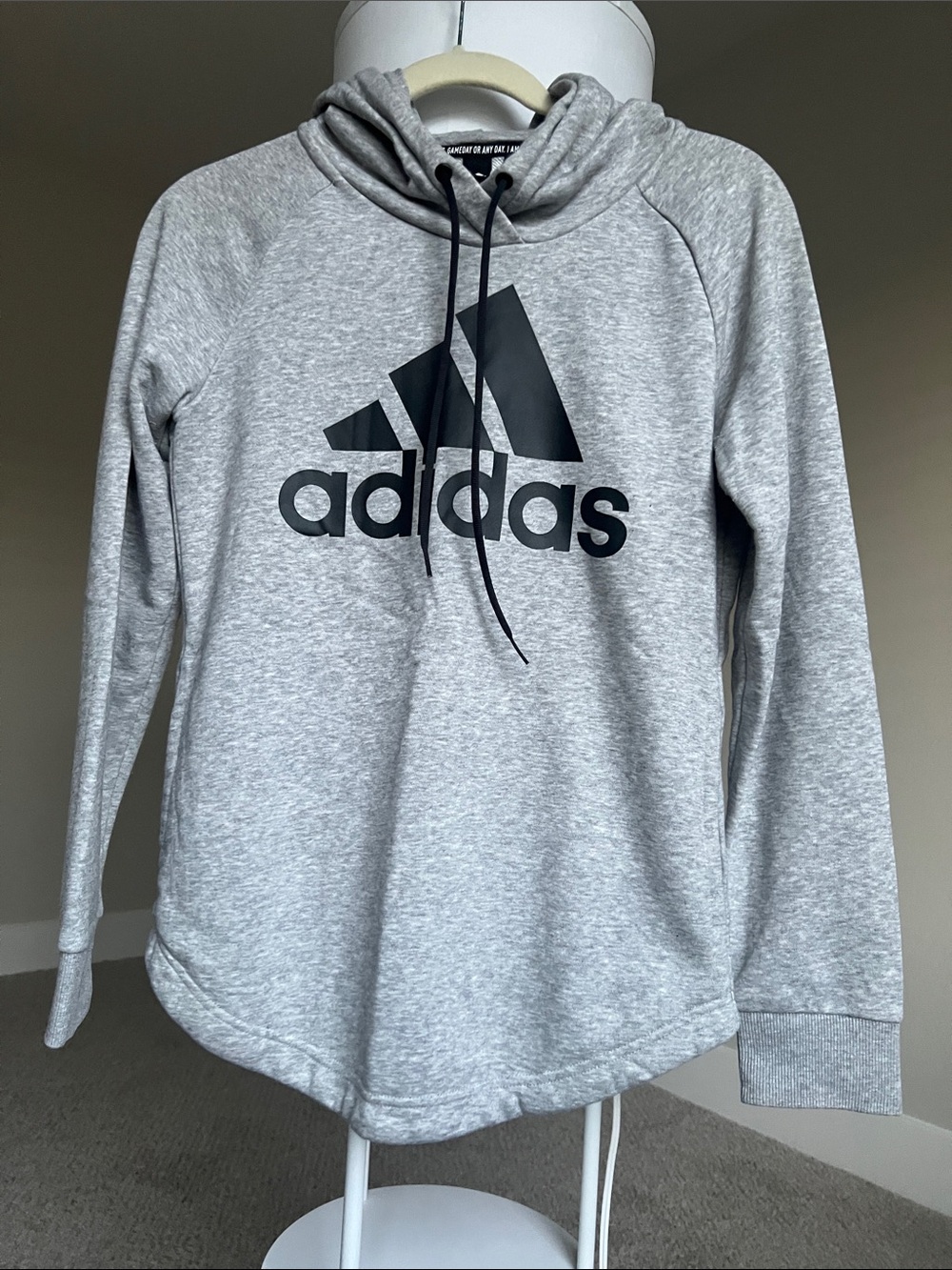 adidas Women’s Gray Hoodie Sweatshirt with Black Logo